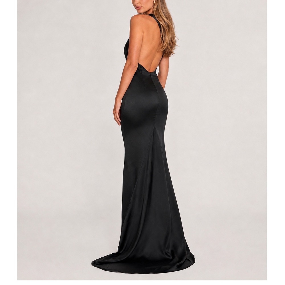MESHKI New Harper One Shoulder Gown Women's XS Black Formal Evening Gala Satin